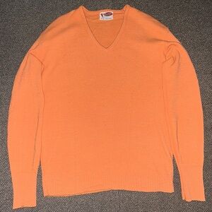 Rare 1940s Rugby Sportswear Orange V-Neck Men's Sweater